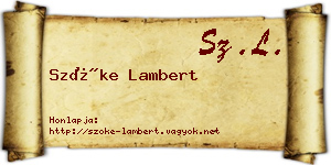 Szőke Lambert névjegykártya