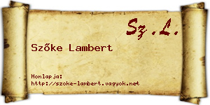 Szőke Lambert névjegykártya